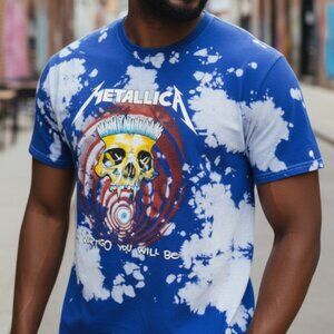 Metallica Blue Tie-Dye Short Sleeve Tee Size XL